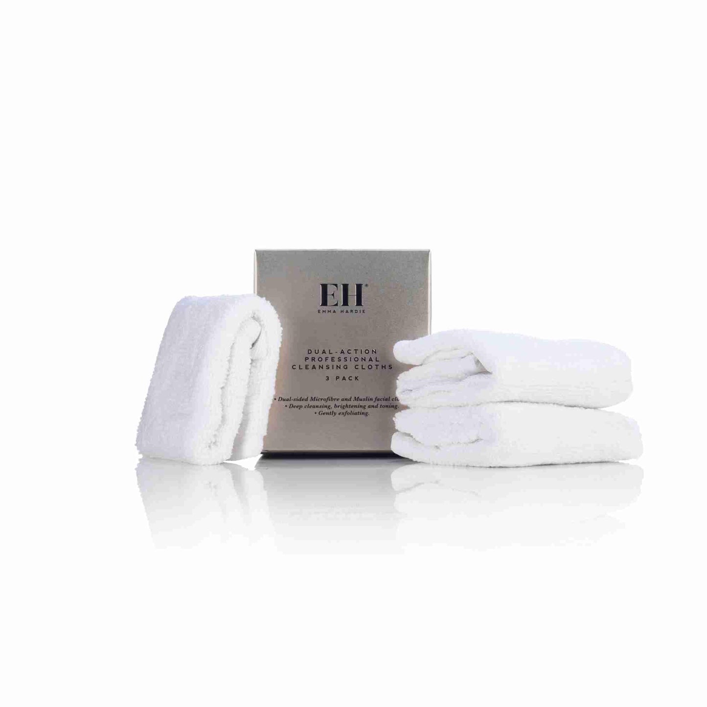 Emma Hardie 3 Pack Dual Action Microfibre & Muslin Cleansing Cloths, Perfect for Removing Cleansing Products, Gentle Exfoliation, Deep Pore Cleansing, Skin Brightening & Toning