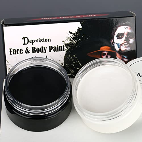 Professional Cream Face Paint Body Paint Oil Based Face painting Makeup for Kids and Adults Single Color Halloween SFX Christmas Party 30g (Black50g+White50g)