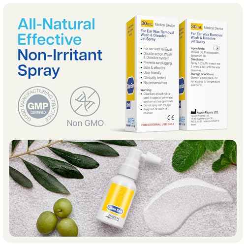 NAVEH PHARMA¢ç CleanEars | Fast-Acting Ear Wax Removal Spray | Breaks Down & Dissolves Earwax in Just 1 Treatment | Clinically Proven to Be 300% More Effective W/Mineral Oil | Gentle & Safe | 0.5 Fl Oz