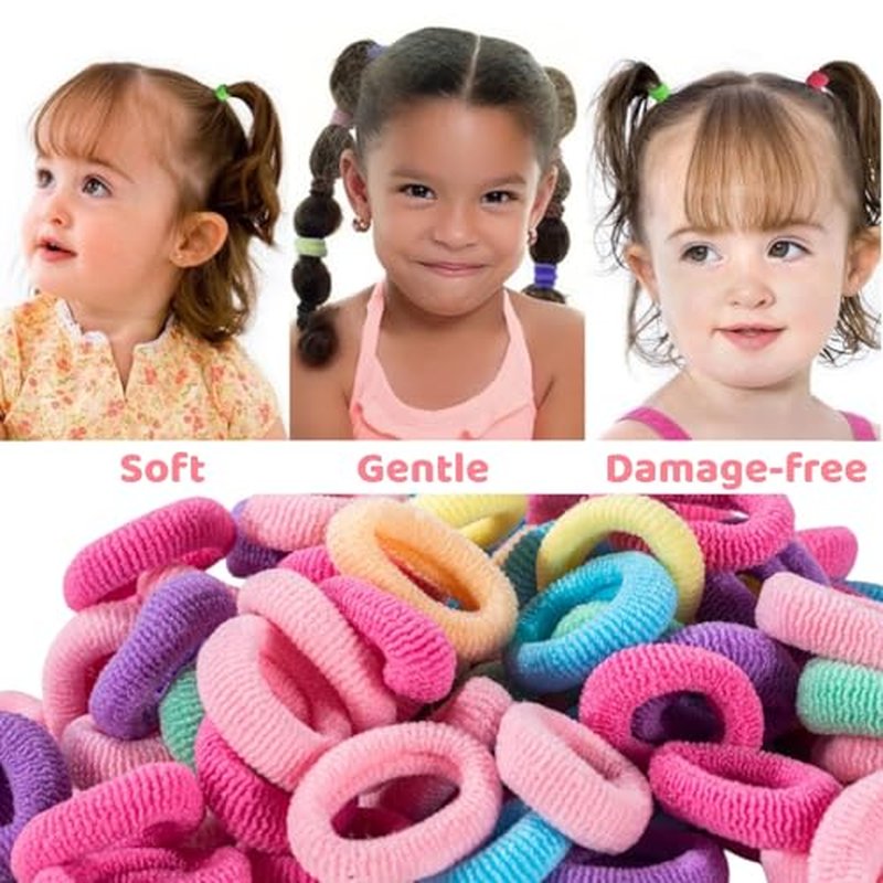 100 Mini Soft Cotton Baby Hair Ties for Toddlers & Kids