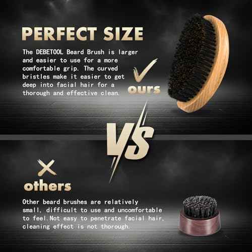 Boar Bristle Beard Brush for Men - Wooden Beard Brush and Comb Set with Beard Scissors, Pocket Travel Men's Wooden Mustache Brush for Beard Care
