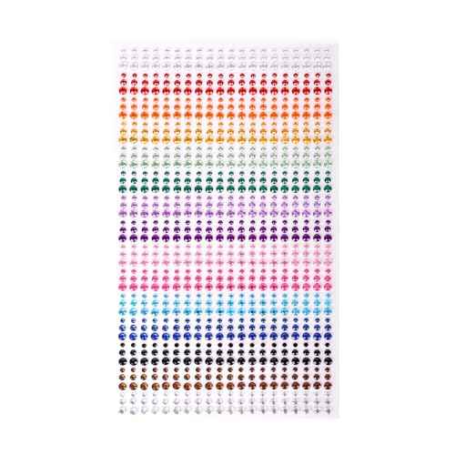 900PCS Self Adhesive Rhinestone Stickers, Gem Sticker for Face, Hair, Craft, Clothes, Shoes, Phone, 3 mm to 5 mm Multicolored Diamond Stickers for DIY