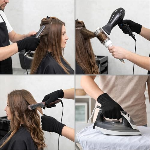 Heat Resistant Gloves for Hair Styling - 2 Pairs Cotton