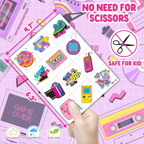 72PCS 80s 90s Party Set - Temporary Tattoos & Slap Bracelets