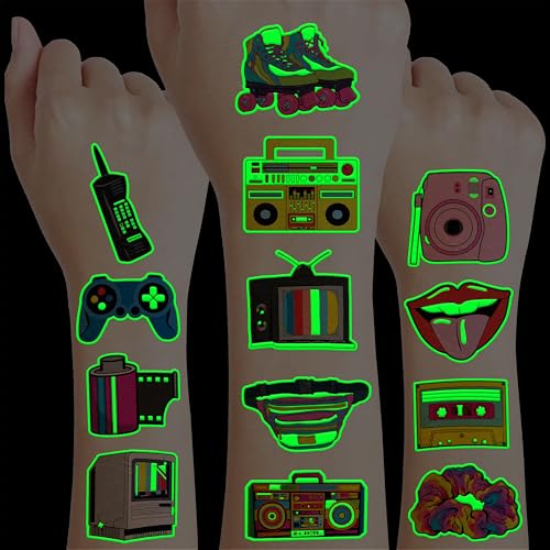 96 Pc Glow-in-Dark Temporary Tattoos for Kids Party Favors