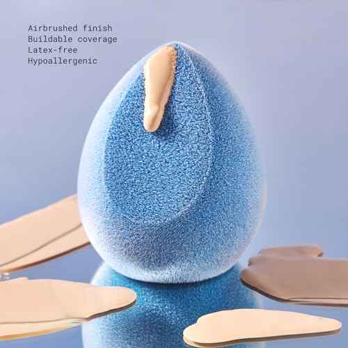JUNO & Co. Microfiber Makeup Sponge, Dual Layer Technology for Full Coverage Flawless Makeup Blender for Foundation, Powder and Cream (Velvet Style and Blue Color)