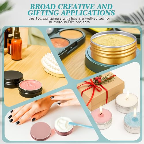 50 Pack 0.5 oz Aluminum Tin Cans with Lids Bulk, Refillable Metal Tin Containers for Lip Balm, Salve, Cream, Travel Cosmetic Subpackage Jars, Valentines DIY Candle & Crafts (5 Colors)