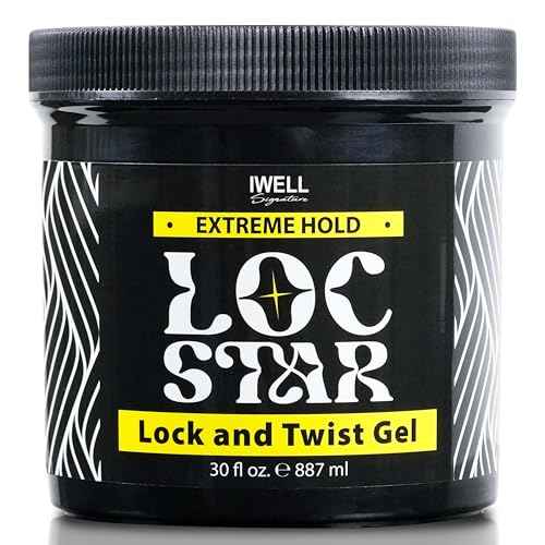 Loc Star Lock & Twist Gel | Extreme Hold for Locs, Twists, Braids & Edges | No Color, No Stain, No Flaking | Smooths Frizz | Clean, Fragrance-Free Formula | 30 fl oz