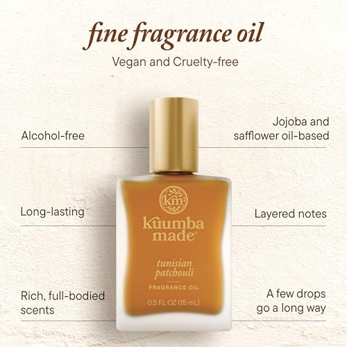 Kuumba Made Tunisian Patchouli Fragrance Oil, Long-Lasting Small-Batch Perfume Roller, Vegan, Alcohol-Free, 0.5 oz