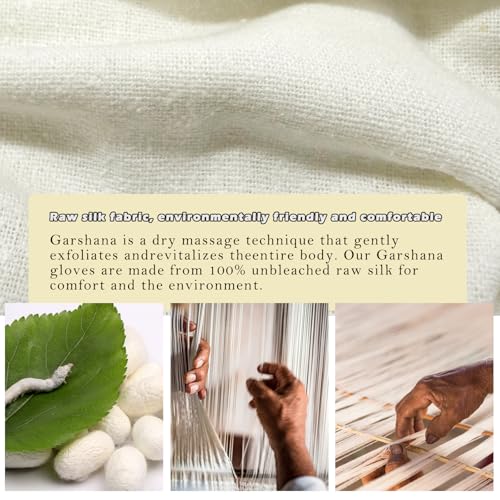 Raw Silk Garshana Gloves for Dry Brushing & Exfoliation (2 Pair)