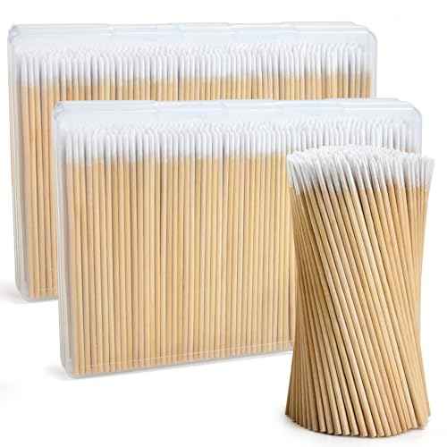 800Pcs Pointed Cotton Swabs in Storage Box - Precision Microblading Cotton Swabs with Wooden Sticks for Makeup, Cleaning Nail Polish, Eyebrow, Tattoo Permanent Supplies, Craft