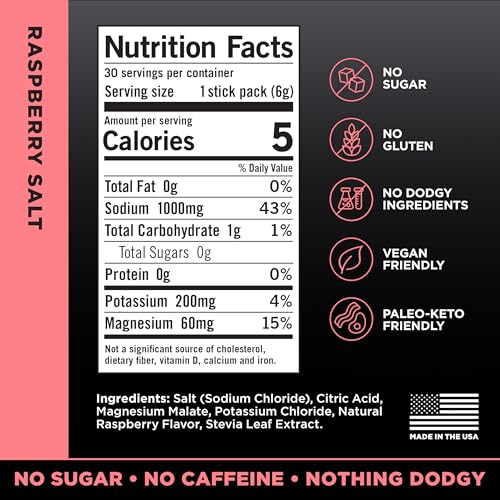 LMNT Zero Sugar Electrolyte Drink Mix Raspberry Salt - 30 Count