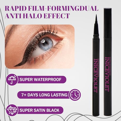 Waterproof Liquid Eyeliner Pen 2 Pack - Ultra Fine Felt Tip Black