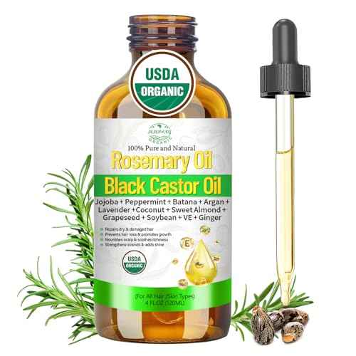 Organic Rosemary Oil for Hair Growth, Rosemary Oils with Castor ? USDA Certified Cold Pressed Blend Hair Oil for Thicker, Fuller Hair, Soothe Itchy Scalp & Repair Damaged Hair ? 4 fl oz