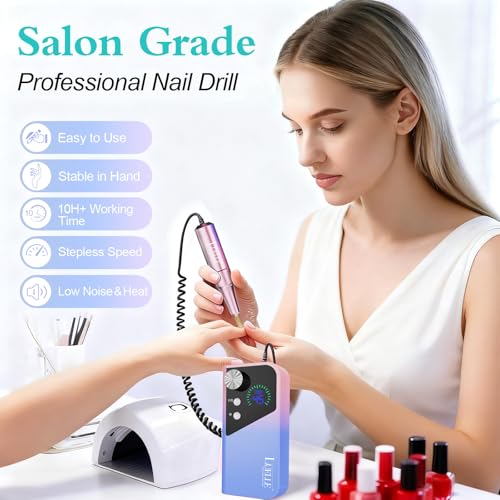 Electric Nail Drill 45000 RPM Professional Cordless Nail File Kit