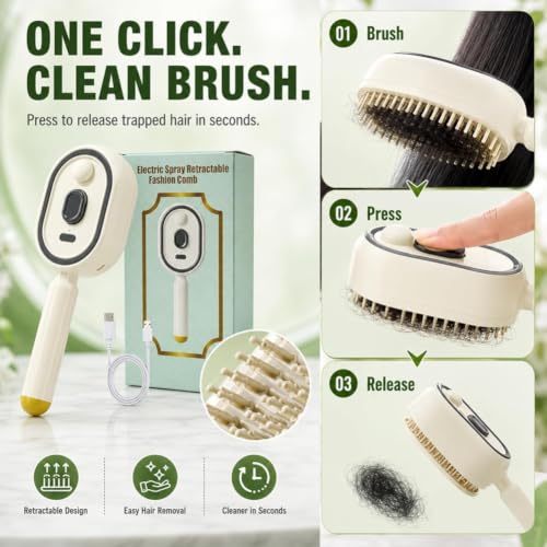 Electric Spray Hair Brush with Red Light & Mist - Anti-Static