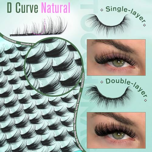 Wispy Lash Clusters 10-20mm Eyelash Clusters Natural Mascara-Look False Eyelashes Extensions Volume Individual Lashes D Curly Long DIY Cluster Eyelash Extensions by TOOCHUNAG