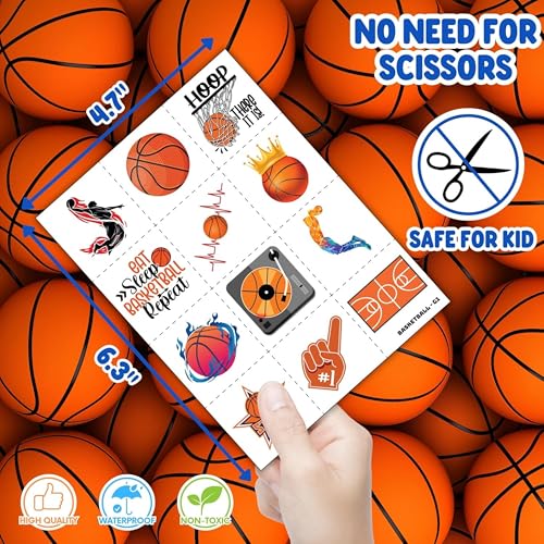 96PCS Basketball Temporary Tattoos - Sports Party Favors for Kids