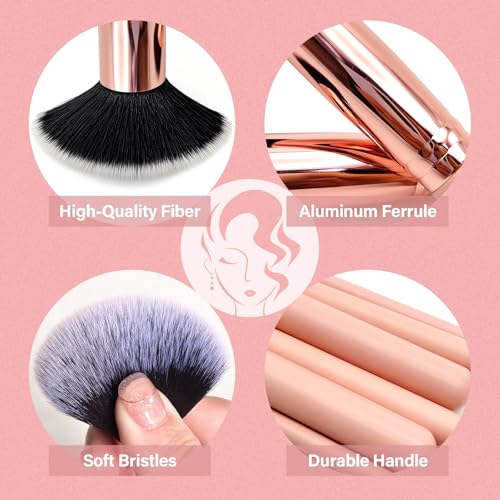 Mlemle 21-Piece Makeup Brush Set with Sponges & Powder Puff