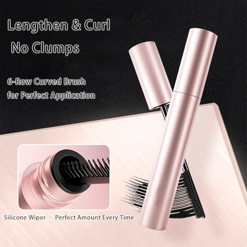 Black Waterproof Mascara with Curved Brush for Lengthening