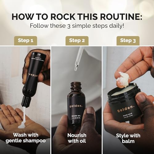Golden Grooming Co. Everyday Beard Bundle ? Complete Beard Care Set | Includes Beard Oil, Balm & Shampoo (Regular, Cedar Frost)