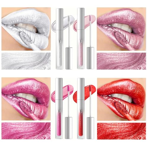 YOUNG VISION 8pc Metallic Lip Gloss Set - Waterproof Liquid Lipstick