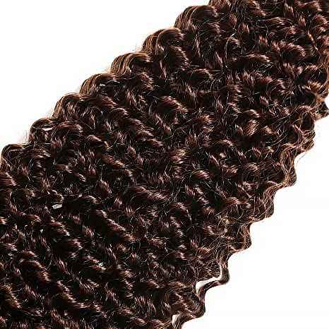 Color #4 Bundle Dark Brown Kinky Curly Human Hair Bundles Peruvian Chocolate Brown Bundle Color #4 Curly Bundles Human Hair 14 16 18 Inch