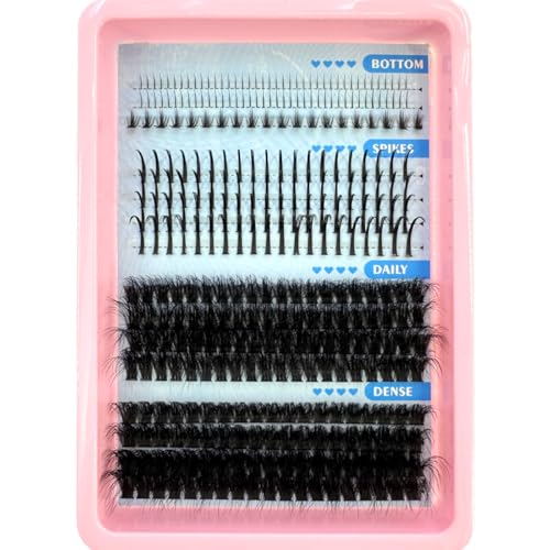 HBZGTLAD Lash Clusters with Spikes 60D-150D Volume Eyelash Extensions DIY Individual Lashes Strip Mink Spiky Cluster Lashes (Cluster Lashes with Spikes 60D+80D)