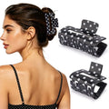 SuPoo Polka Dot Non-Slip Hair Clips 2-Pack for Women Girls, Vintage Black & White Claw Clips