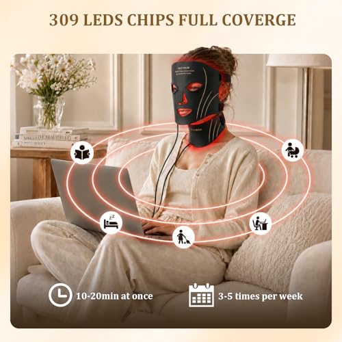 Red Light Therapy Mask for Face & Neck - 7 Color LED Skincare