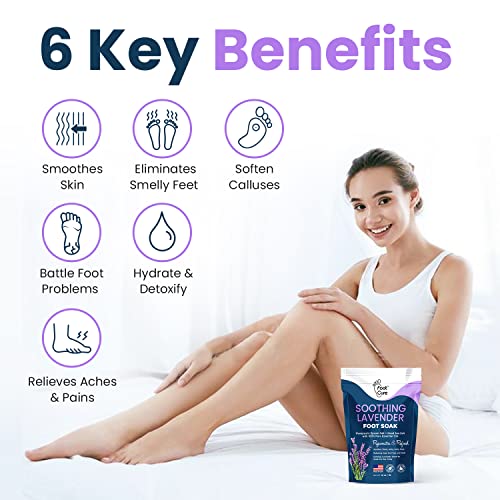 Soothing Lavender Foot Soak with Epsom Salt - Best Toenail Treatment, & Softens Calluses - Soothes Sore & Tired Feet, Moisturizing Athletes Foot Care For Dry Cracked Feet Cream