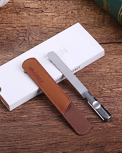 Stainless Steel Nail File with Anti-Slip Handle & Leather Case