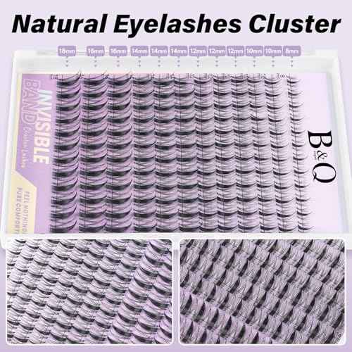 B&Q Fairy Lash Clusters Kit Natural Lashes Clusters Wispy Invisible Band Manga Lashes Individual Lashes Bond and Seal Eyelash Extension Kit Easy Removal (Fairy Kit)