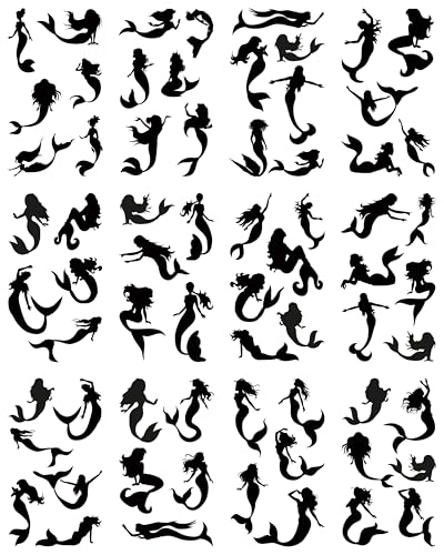 Mermaid Temporary Tattoos - 12 Sheets, 72 Designs, Waterproof