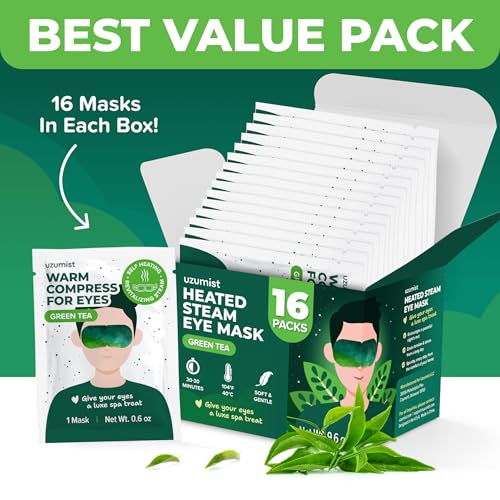 Heated Eye Mask for Dry Eyes - 16 Pack Self-Heating Steam