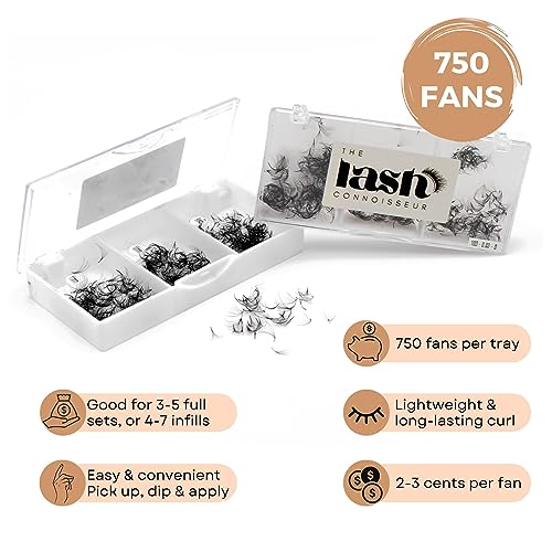 5D - CC Curl 750 Fans Mixed Promade Fans Lash Extensions | TLC Lash Supplies 4D to 16D Premade Fans 7 mm to 16 mm Mixed Length Thin Base Premade Fans Eyelash Extensions (5D - CC Curl, 13-14-15 mm)