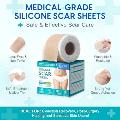Silicone Scar Sheets (1.6¡± x 120¡±), Medical Grade Scar Tape for C-Section, Surgery, Keloid, Burn, Acne Scars - Reusable, Pain-Free, Safe for Sensitive Skin