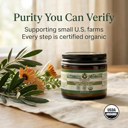USDA Organic Beef Tallow Balm with Jojoba Oil & Cocoa Butter - 2 oz