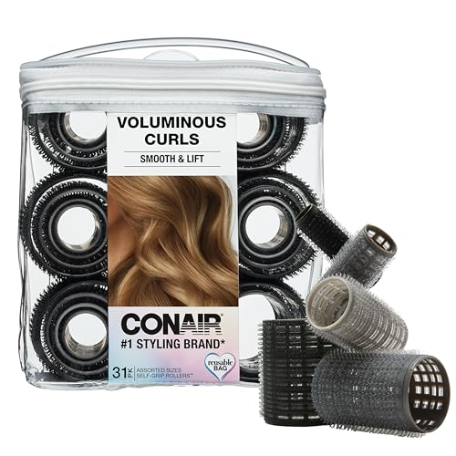 Conair Self Grip Hair Curlers Set - 31 Assorted Sizes for Overnight Styling