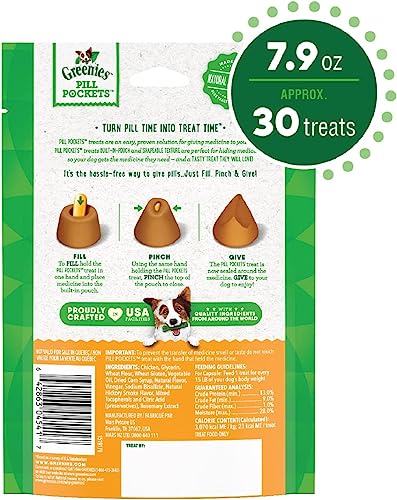 Greenies Pill Pockets for Dogs Capsule Size Natural Soft Dog Treats, Chicken Flavor, (6) 7.9 oz. Packs (180 Treats)