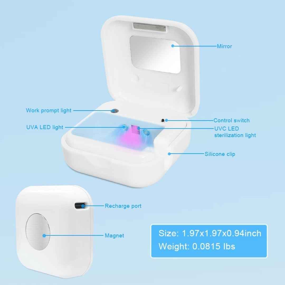 Bliss BluBrite Portable UV-C Toothbrush Sanitizer and Holder – Travel Case for Manual & Electric Toothbrush Heads – UV Light Cleaning Box – USB Rechargeable – Travel-Friendly