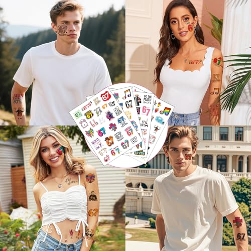 100Pcs 6 7 Meme Temporary Tattoos, Waterproof & Long-Lasting