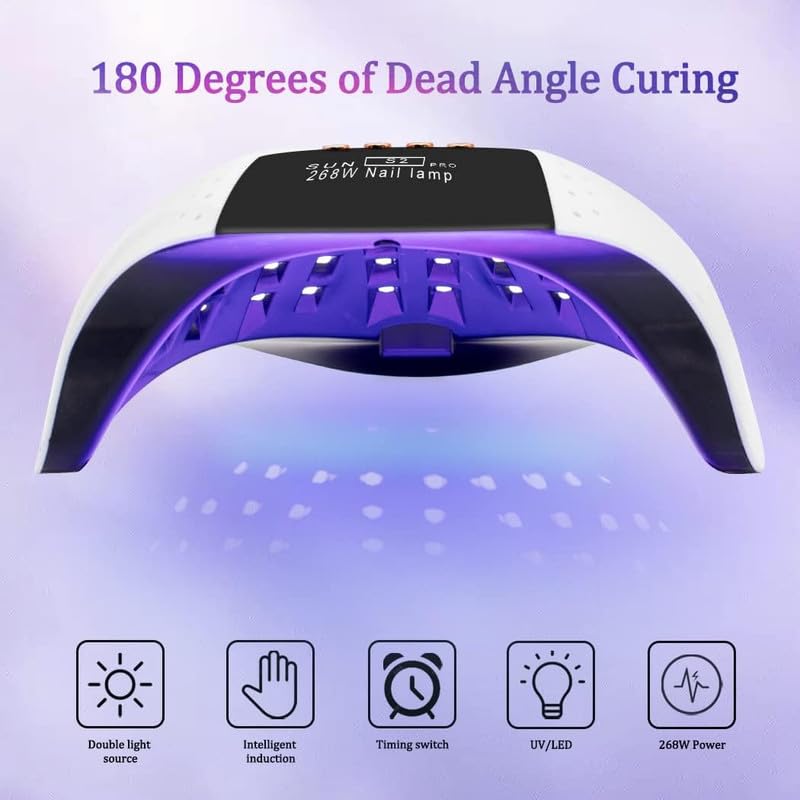 268W UV LED Nail Lamp, LKE Dryer for Gel Polish, 4 Timers Lamp