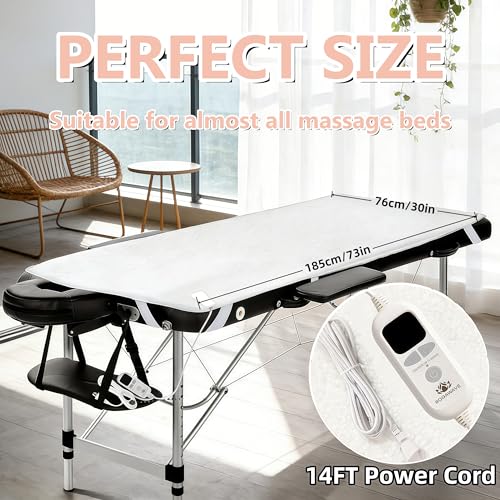 Fleece Massage Table Heating Pad with Timer & 6 Heat Levels (30" x 73")