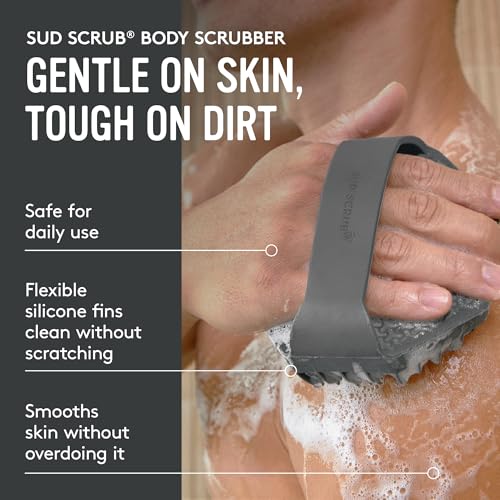 Sud Scrub Antimicrobial Silicone Body Scrubber - Exfoliating Shower Brush