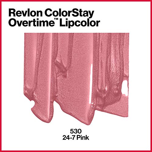 Revlon ColorStay Overtime Liquid Lipstick Dual Ended with Gloss, Pink 24/7, 0.07 oz