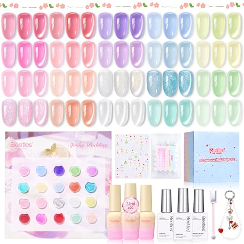 Beetles 20 Colors Jelly Gel Nail Polish Kit with Base & Top Coats