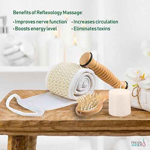 Wooden Massage & Reflexology Kit for Women at-Home Spa Kit for All-Over Body Relaxation & Rejuvenation with Fresh Cucumber Melon Aromatherapy Bath & Body Set
