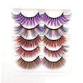 Fluffy Faux Mink False Eyelashes - 5 Pairs Multicolor