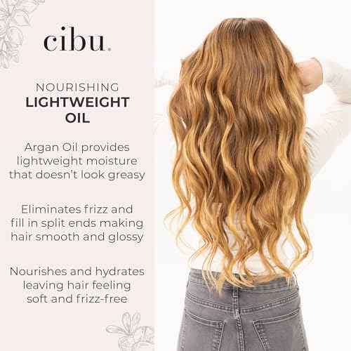 CIBU Nourishing Argan Oil Hair Serum | Anti-Frizz, Heat Protectant & Anti-Breakage Formula | Lightweight Hair Treatment | 4 Ounces